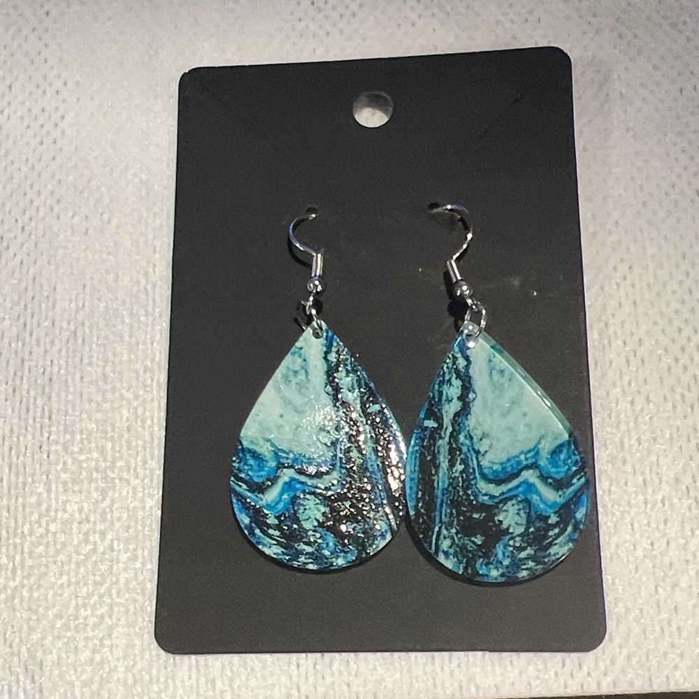 Ocean Wave Teardrop Earrings
